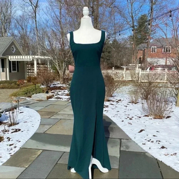NWT BHLDN Adena Square Neck Maxi Dress Long Wedding Formal in Emerald Green 4 - Picture 16 of 16